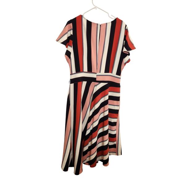 Lane Bryant Flutter Sleeve Asymmetrical Striped Midi Dress Multicolor Size 16 - Picture 2 of 10